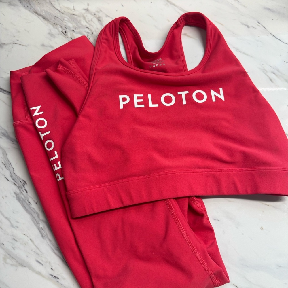 Peloton Women's Pink Sports Bra and Leggings Set